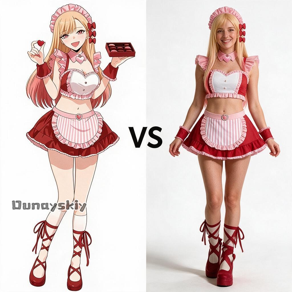 Kitagawa Anime Cosplay - Marin Kitagawa ‌ Rosa Dienstmädchen-Cosplay-Kostüm, süches